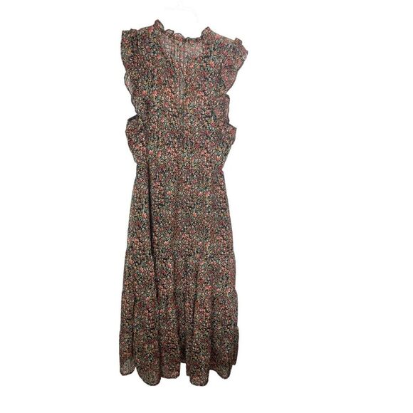 BB Dakota by Steve Madden Floral Tiered Midi Dress Small Boho Fall - Picture 3 of 11